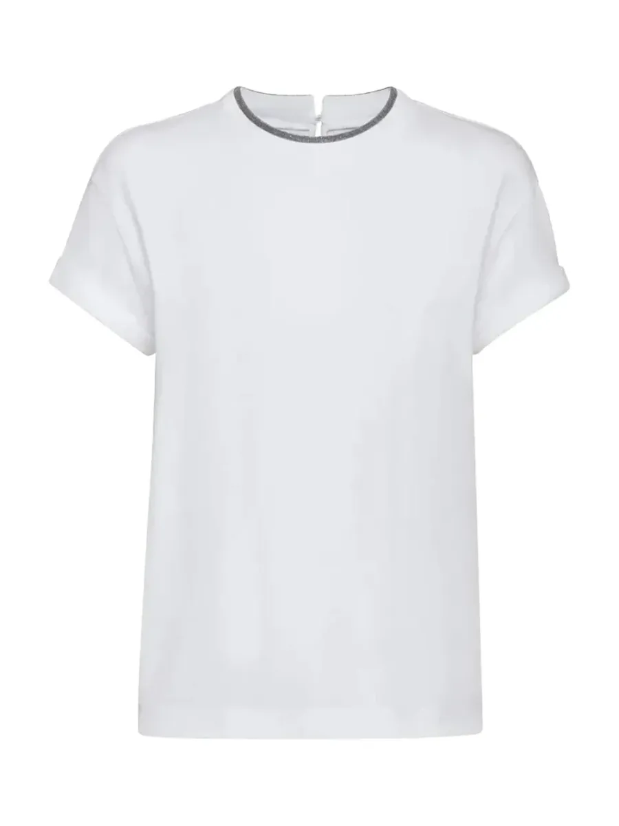 Women Contrast Layered T-Shirt White