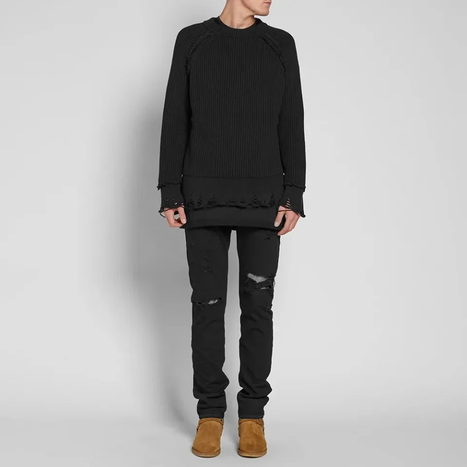 Distressed Chunky Crew Knit