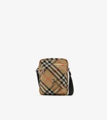 Check North South Crossbody Bag in Sand beige - Men, Technical