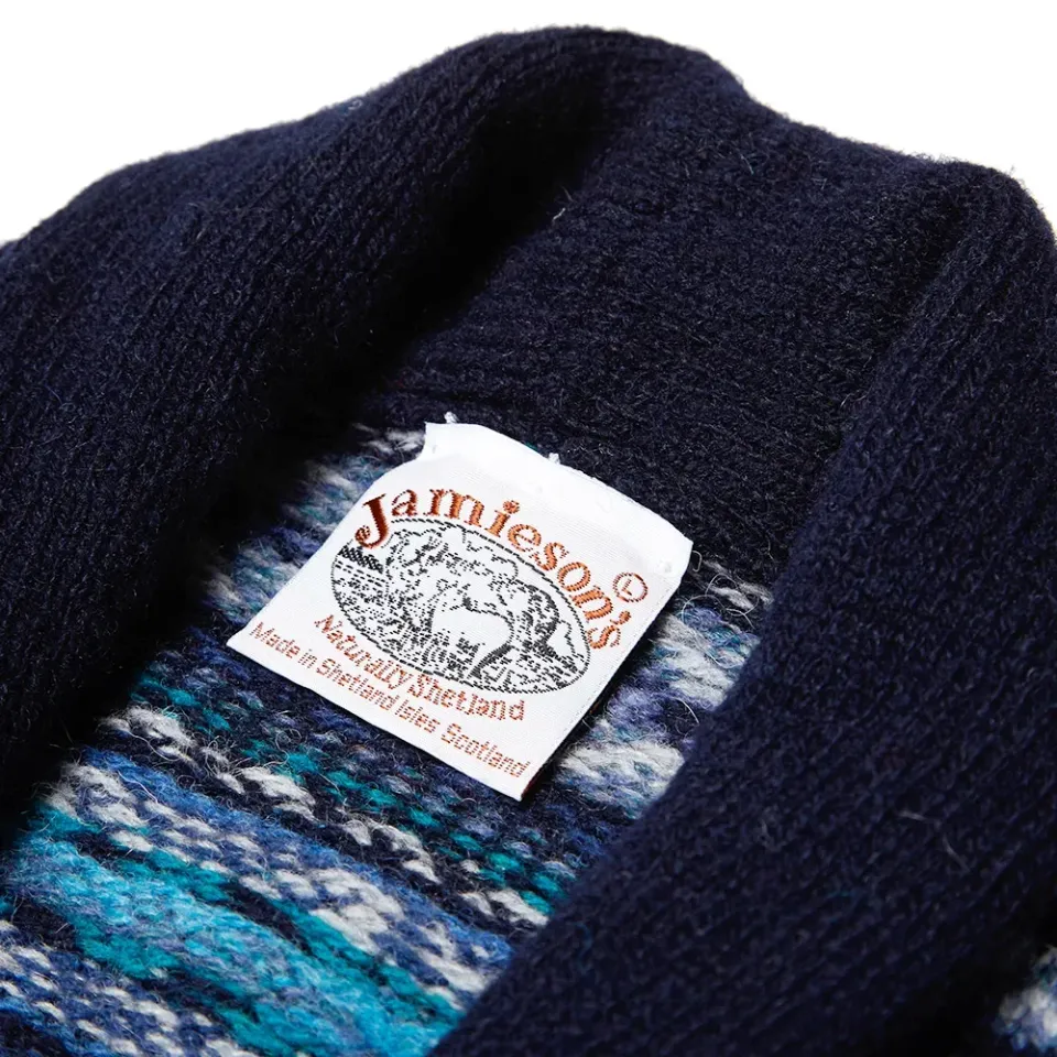 Jamieson's of Shetland Jacquard Half Fair Isle Shawl Cardigan