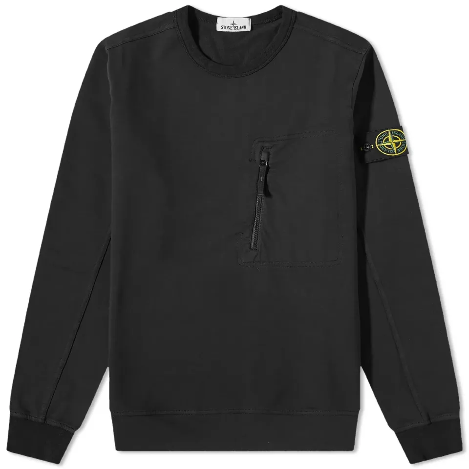Cotton Zip Pocket Detail Crew Sweat