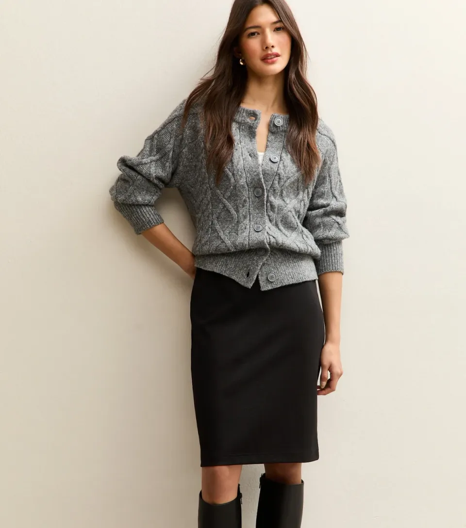 Women's Black Jersey Pencil Skirt