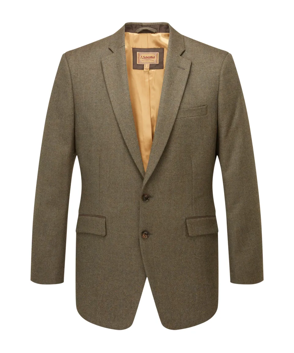 St Andrews Tweed Sports Jacket - Loden Green Herringbone Tweed