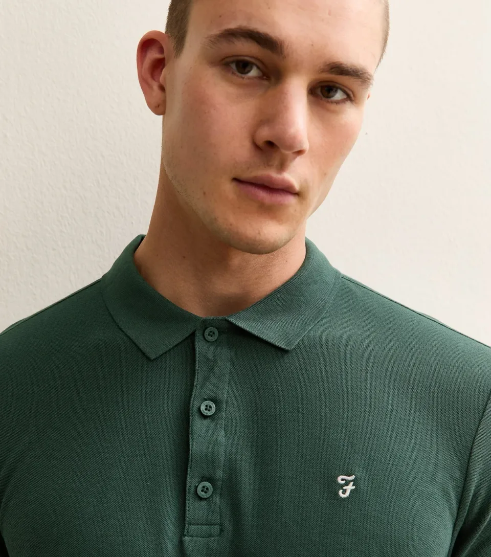 Men's Green Fitted Short Sleeve Polo