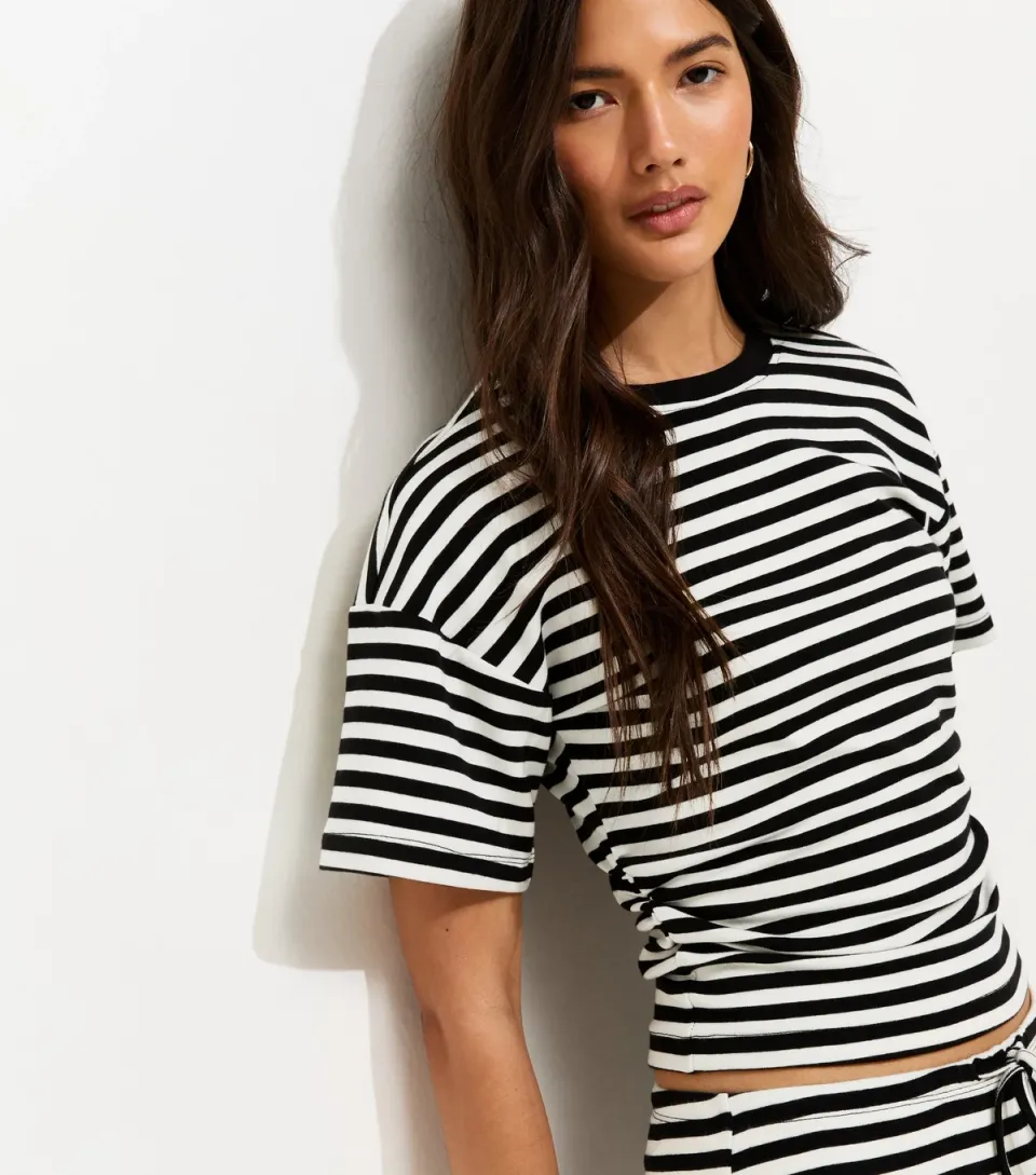 Women's Black Striped Corset Tee