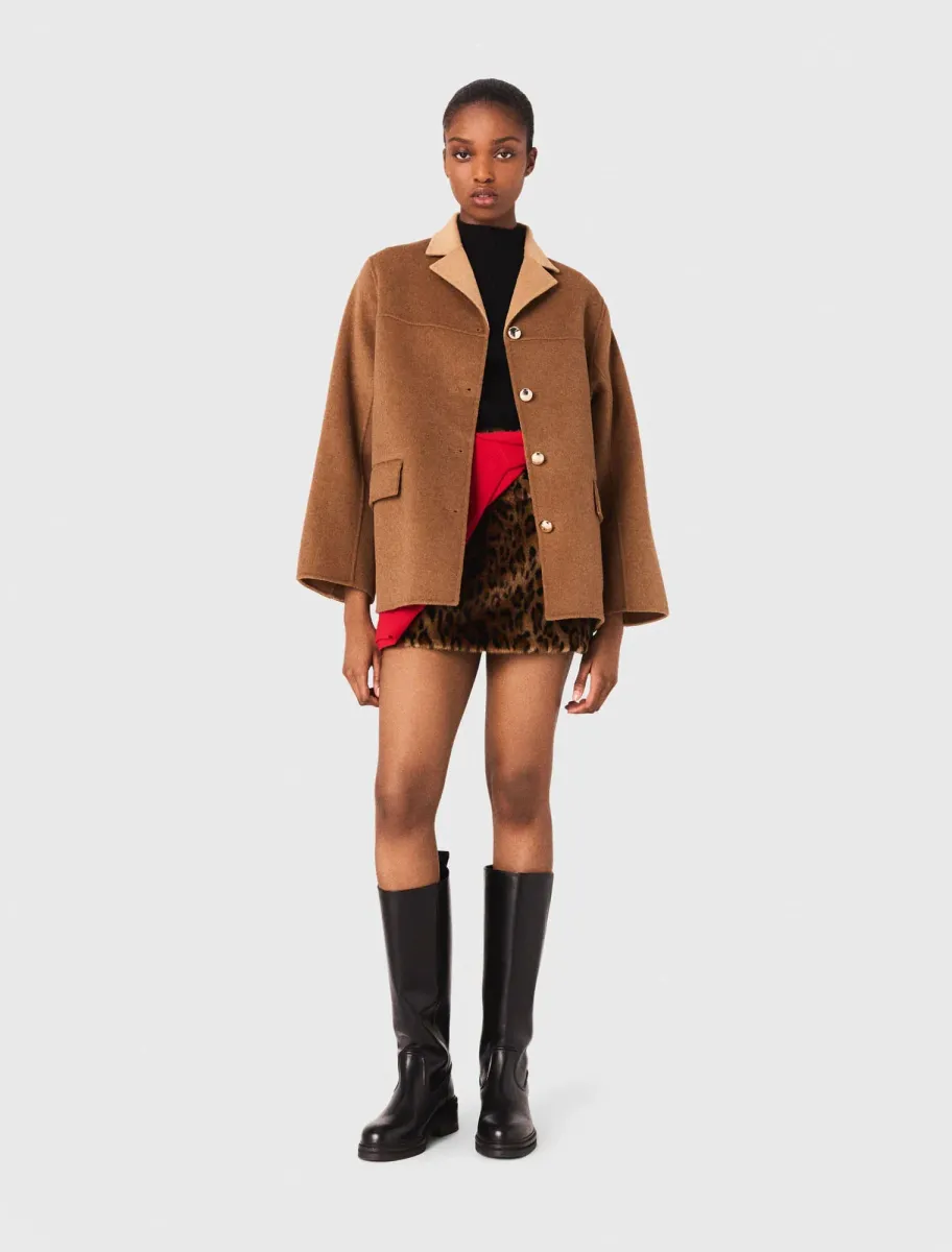 Double-faced mid-length coat