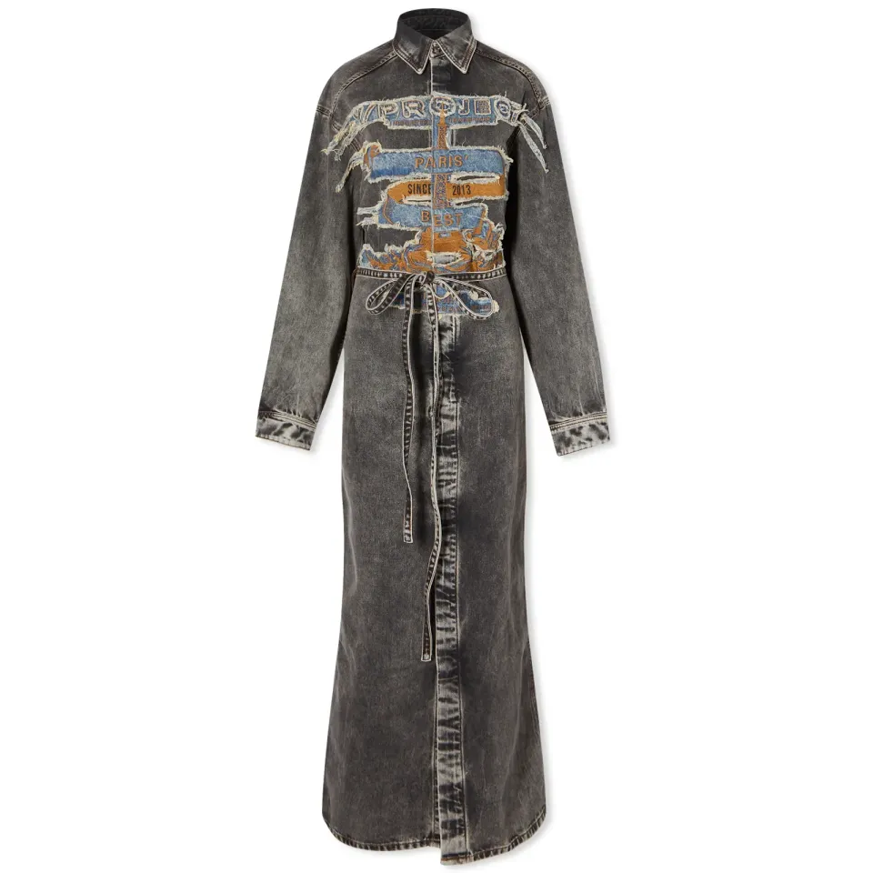 PARIS' BEST PATCH DENIM SHIRT DRESS