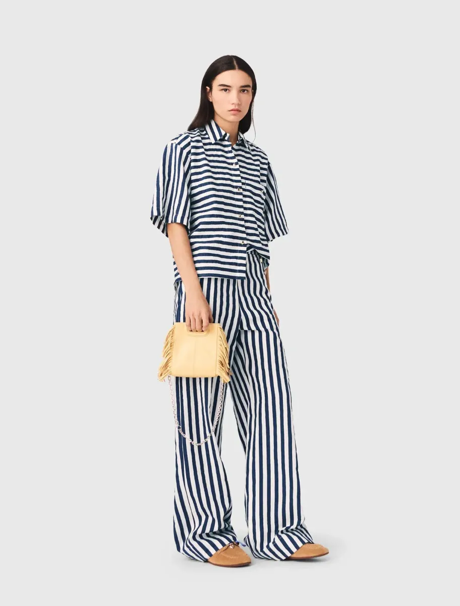 Cropped linen-blend shirt