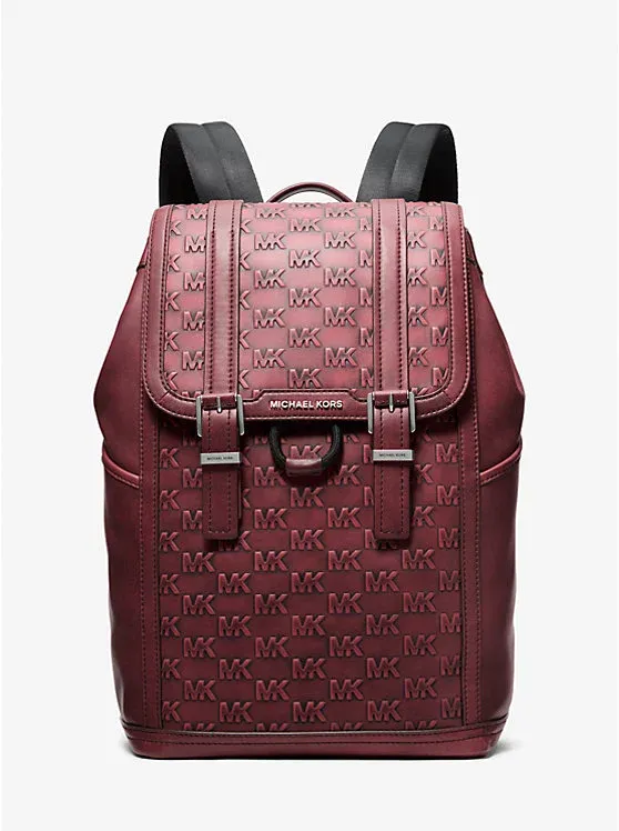 Colby Medium Logo Embossed Burnished Leather Backpack