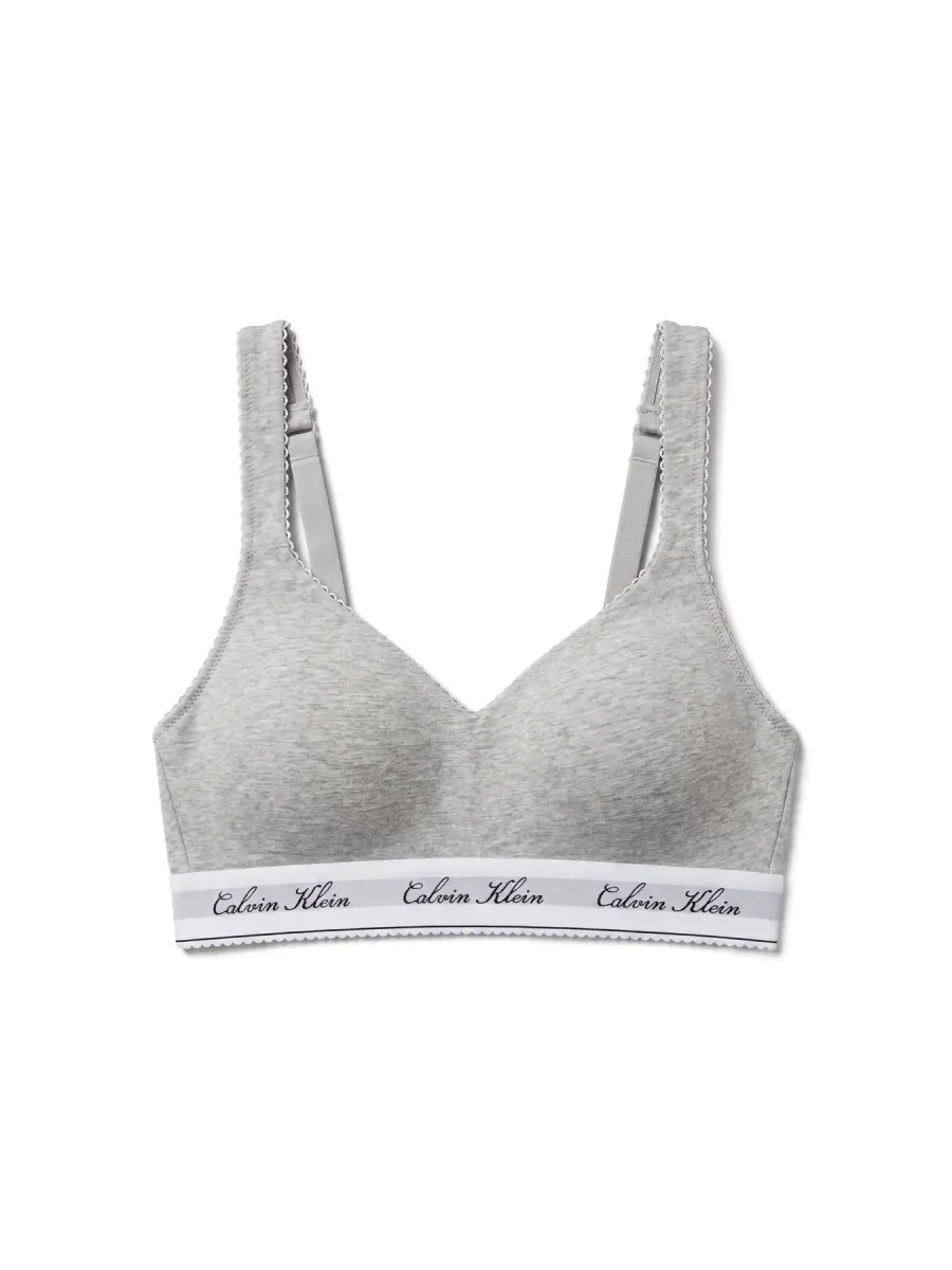 New Signature Cotton Blend Logo Lift Bralette - Grey Heather
