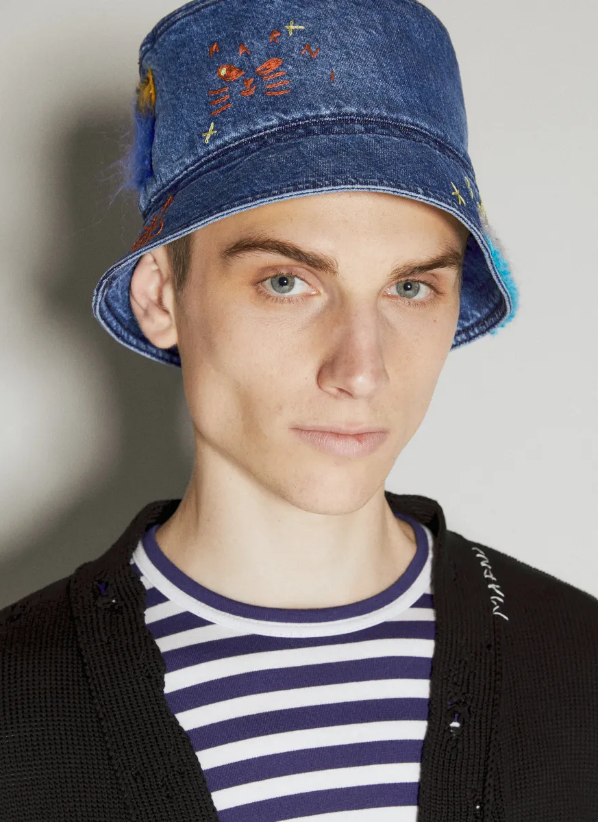 Mohair Patches Bucket Hat