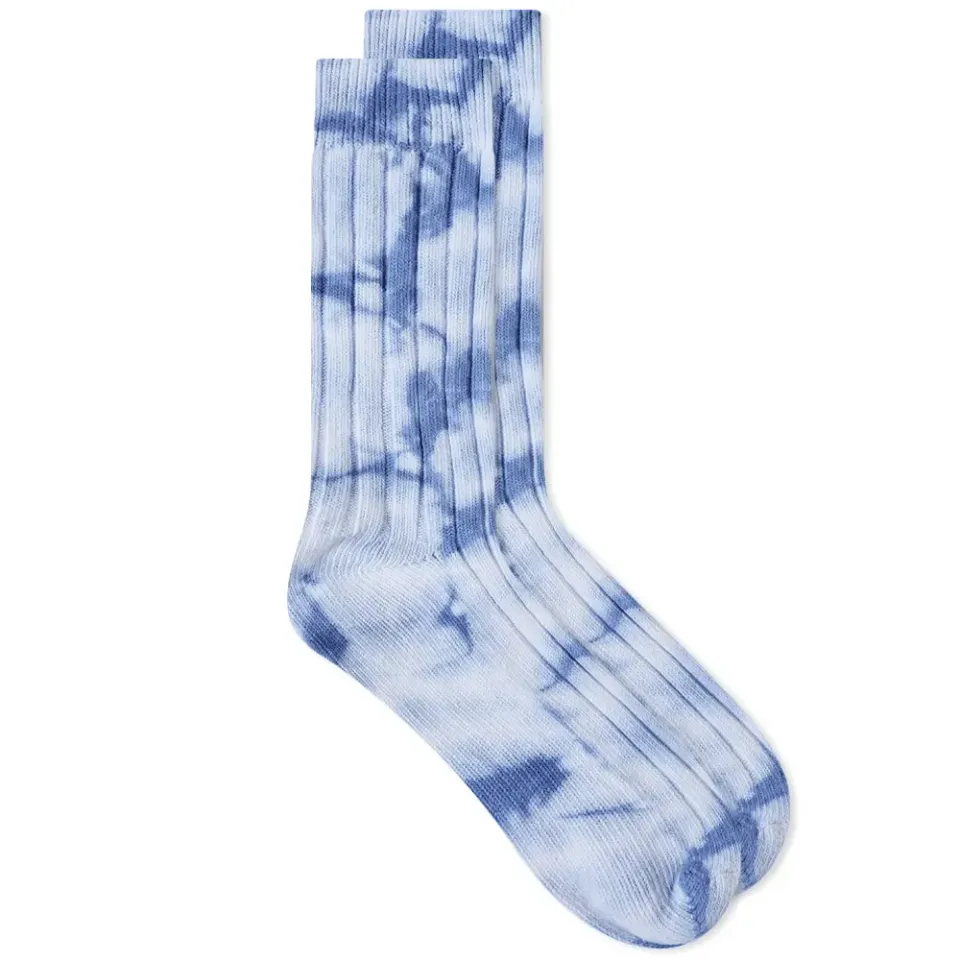 Dyed Ribbed Crew Socks
