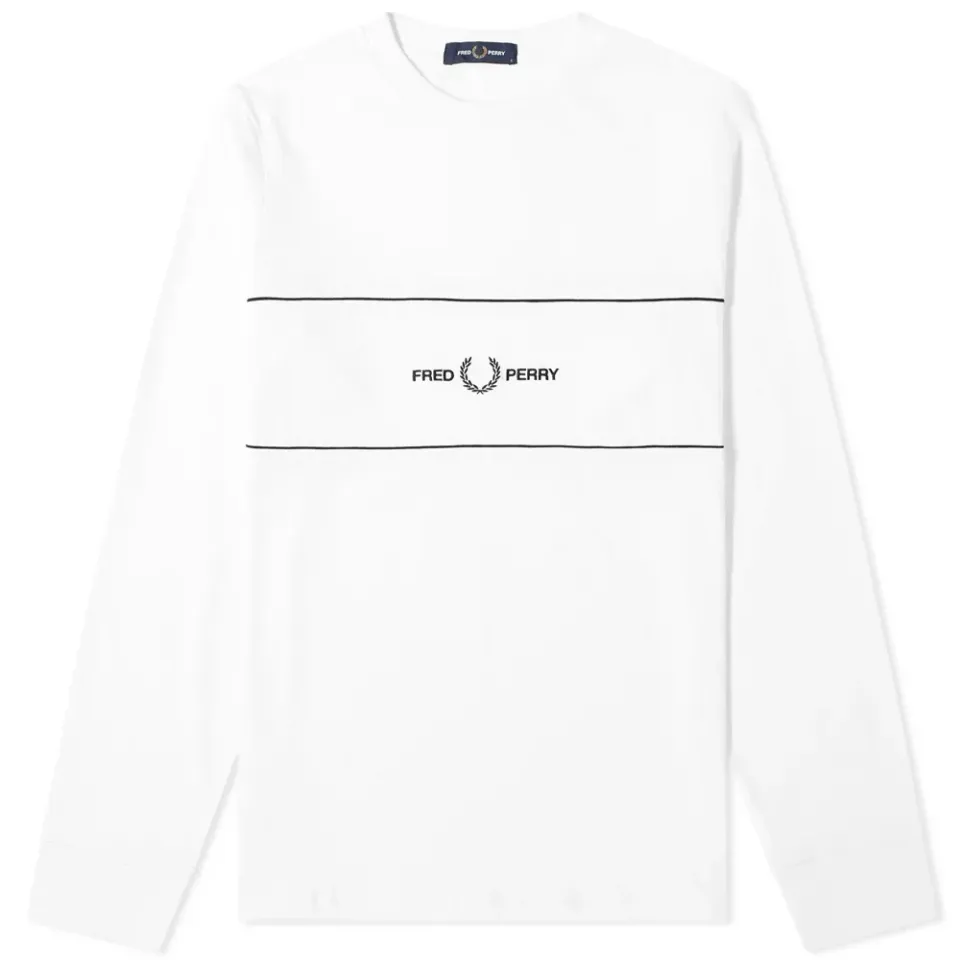 Long Sleeve Embroidered Panel Tee