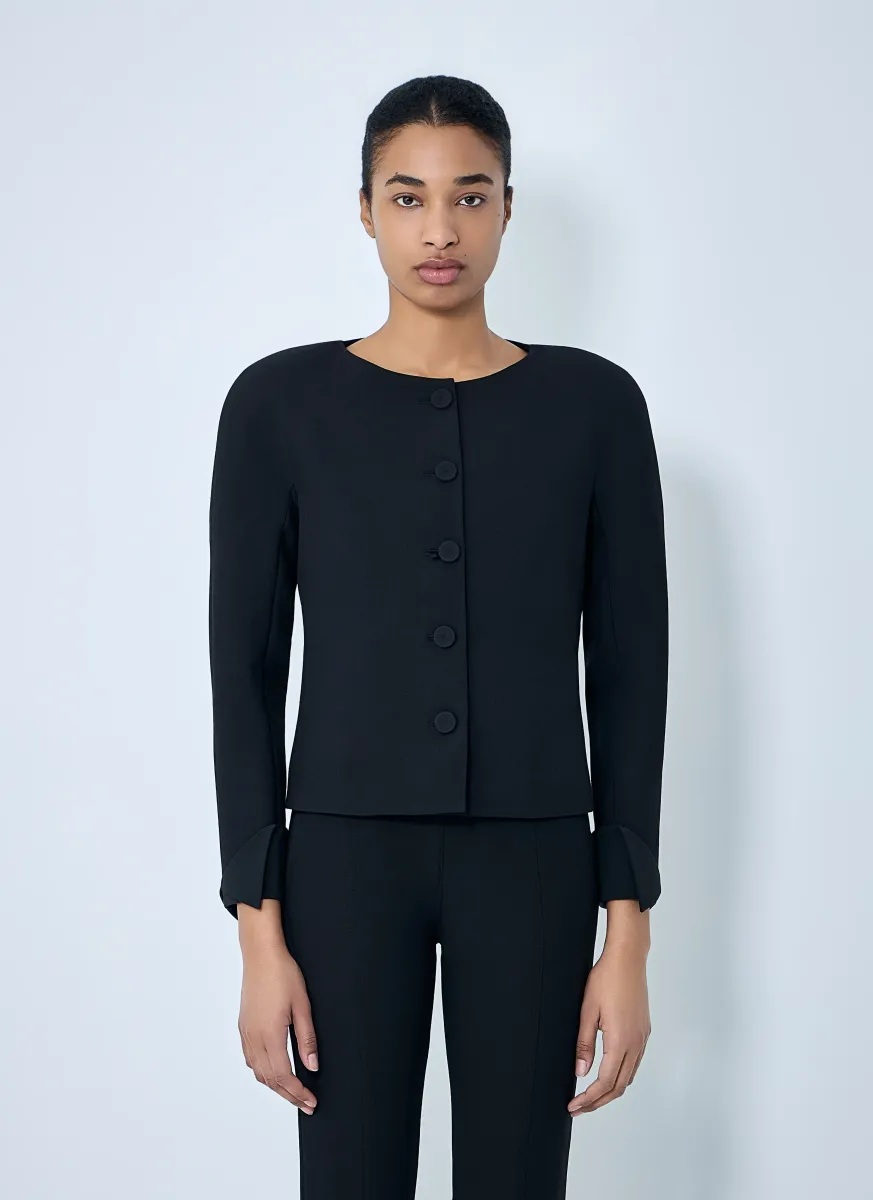 Collarless Fitted Jacket