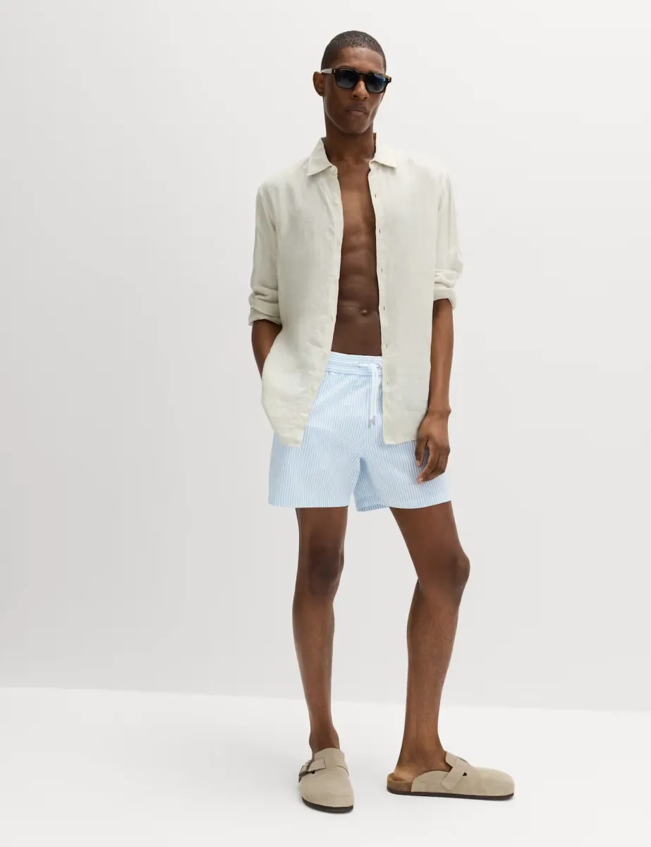 Seersucker Swim Shorts Powder Blue