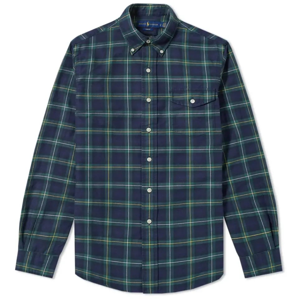 Slim Fit Button Down Check Oxford Shirt