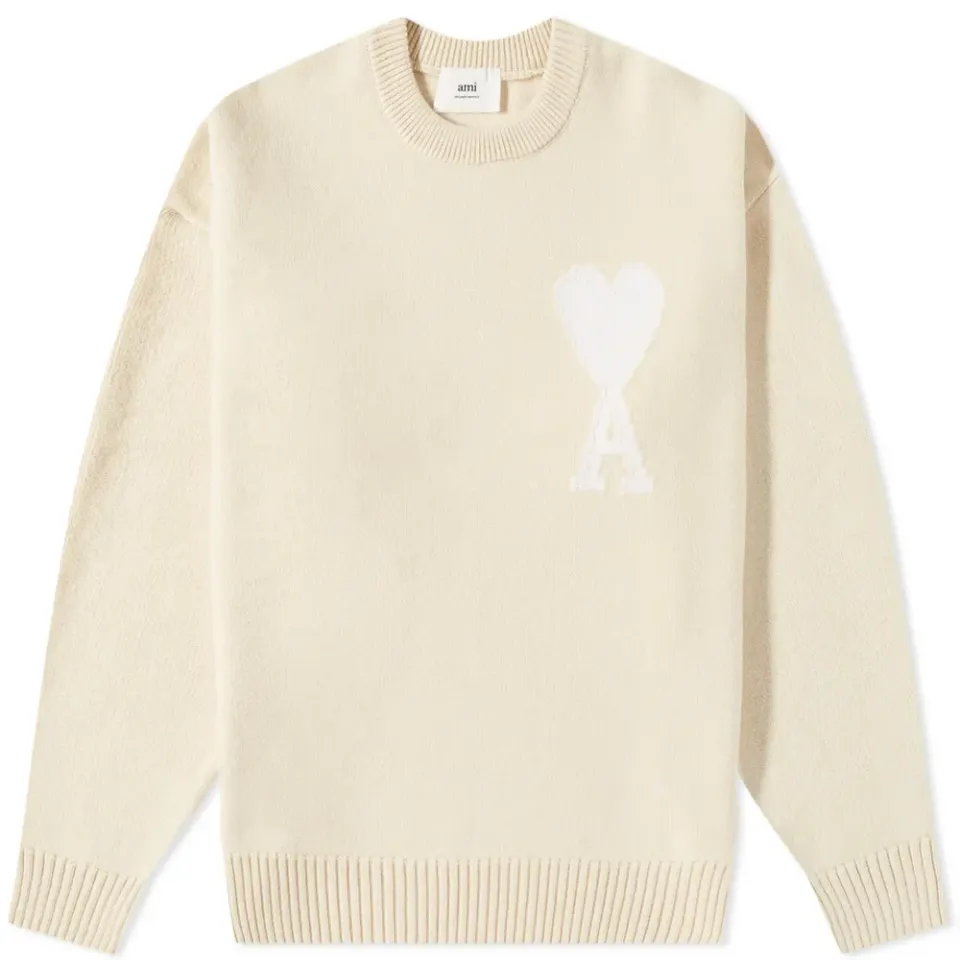 AMI Tonal Large A Heart Crew Knit