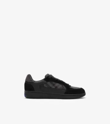 Leather, Suede and Check Terrace Sneakers​ in Black/lead grey