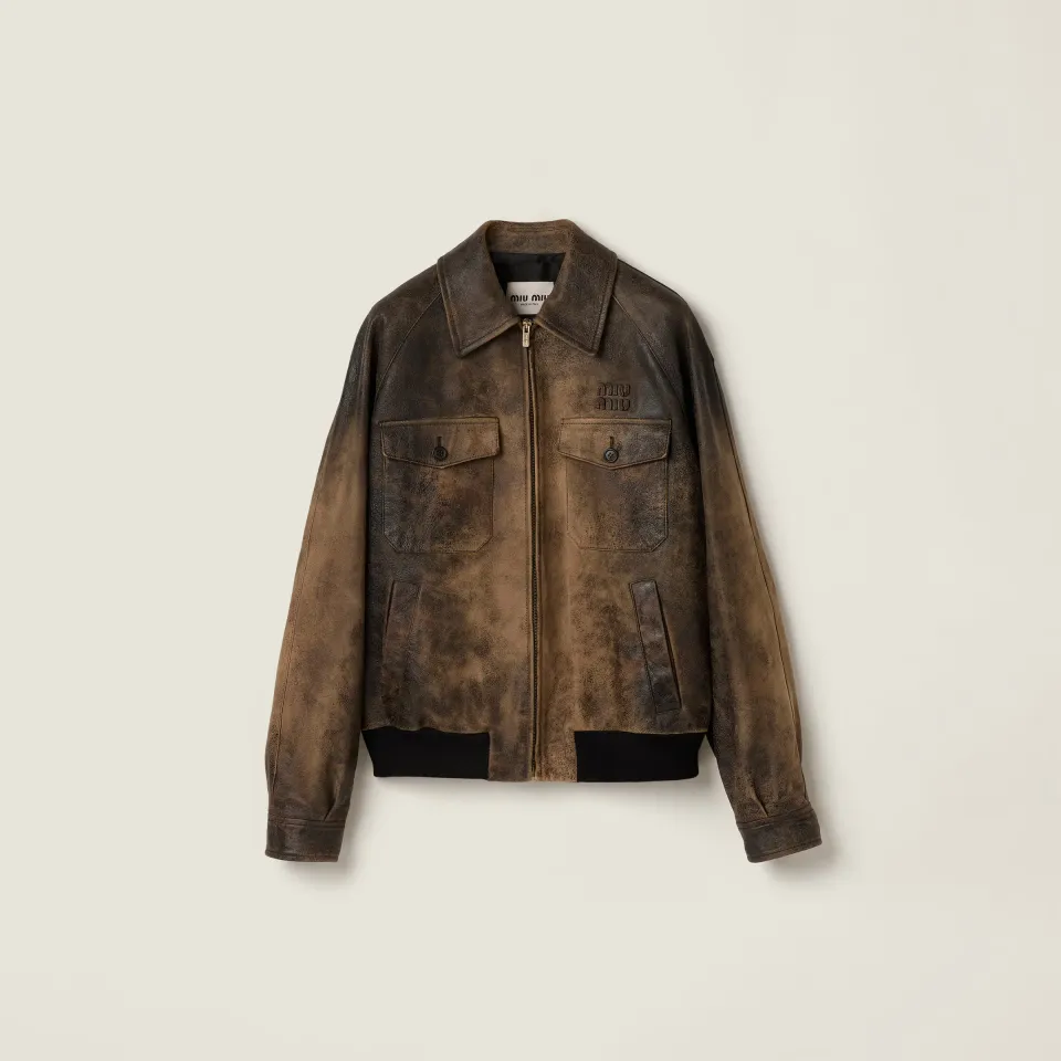 Waxed suede leather jacket