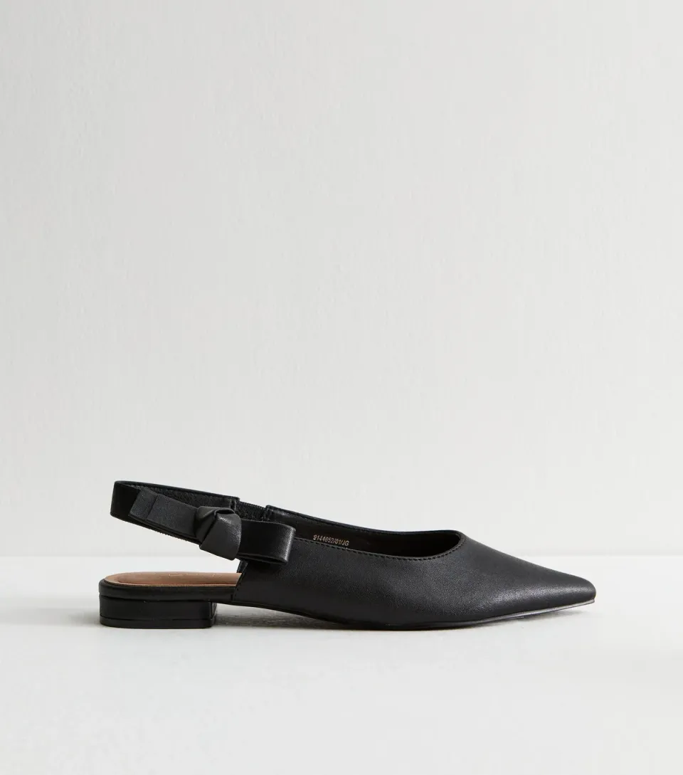 Women's Black Bow Strap Slingback Pumps