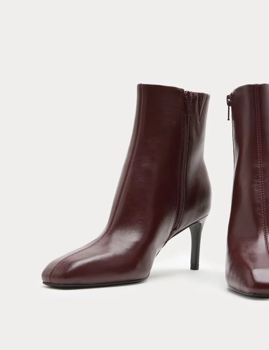 Stiletto Heel Chisel Toe Ankle Boots Wine