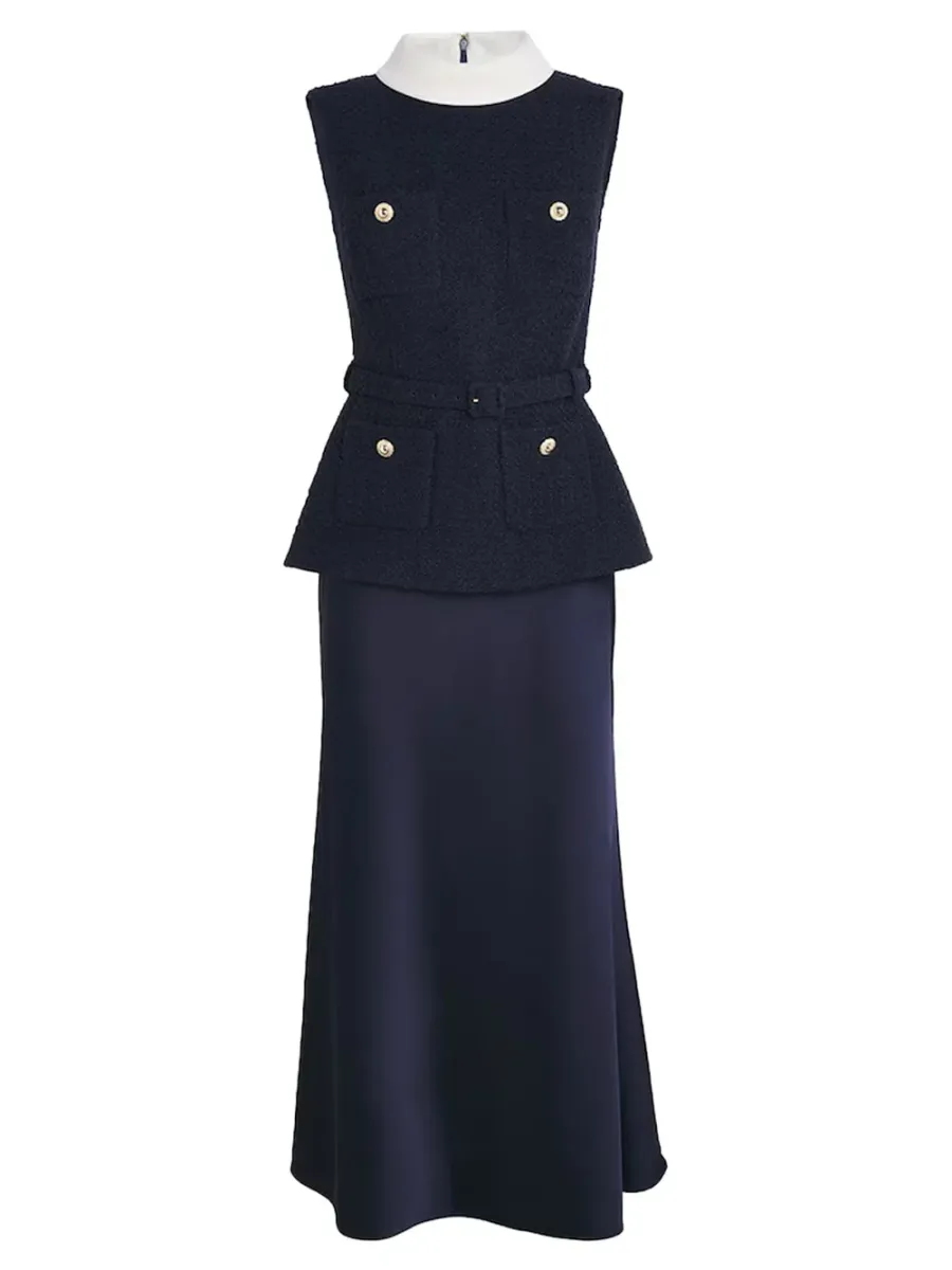Boucle Dress Navy