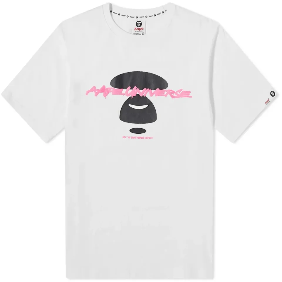 AAPE Neon Puff Effect Stencil Face T-Shirt