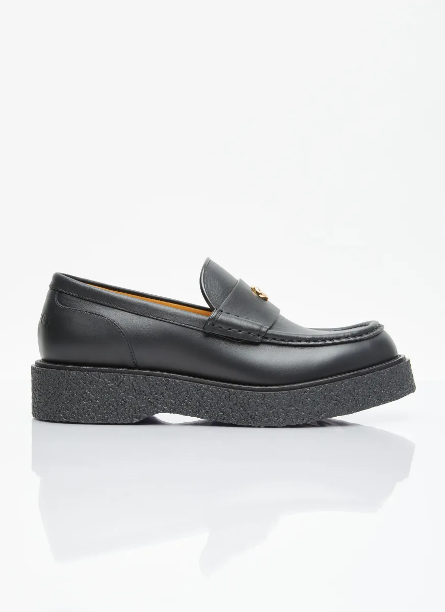 Logo Plaque Leather Loafers