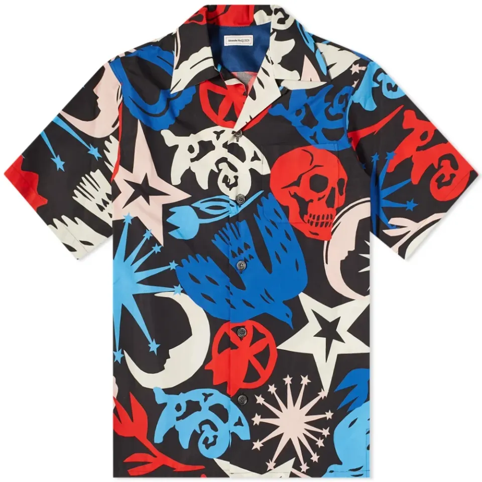 Skull All Over Print Vacation Shirt