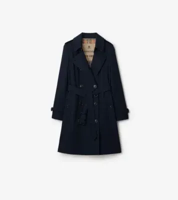 Mid-length Chelsea Heritage Trench Coat in Coal blue - Women, Cotton Gabardine