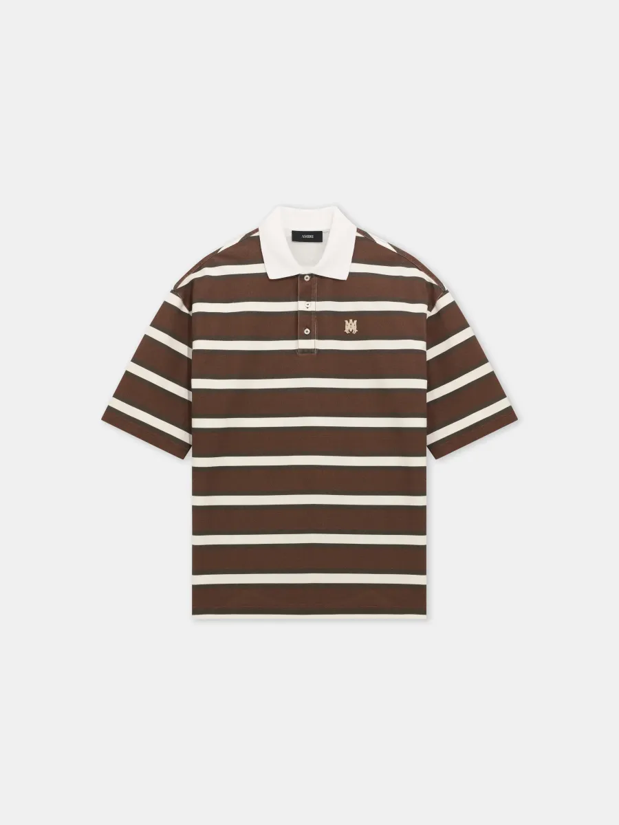 MA STRIPED OVERSIZED POLO - Tobacco
