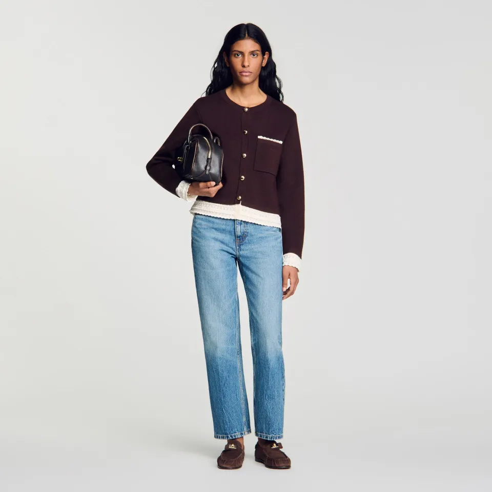 Cardigan with contrast lace