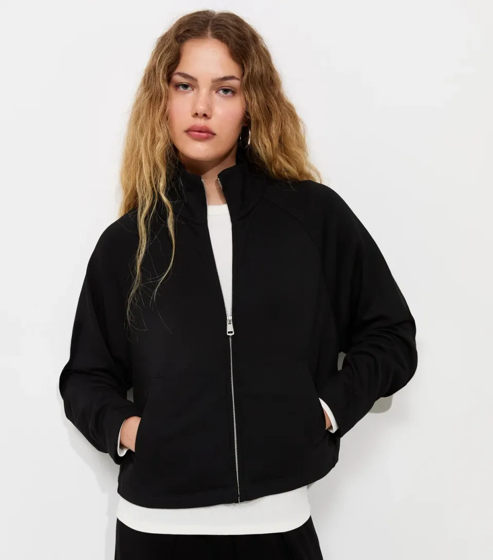 Women's Premium Black High Neck Zip Through Jacket