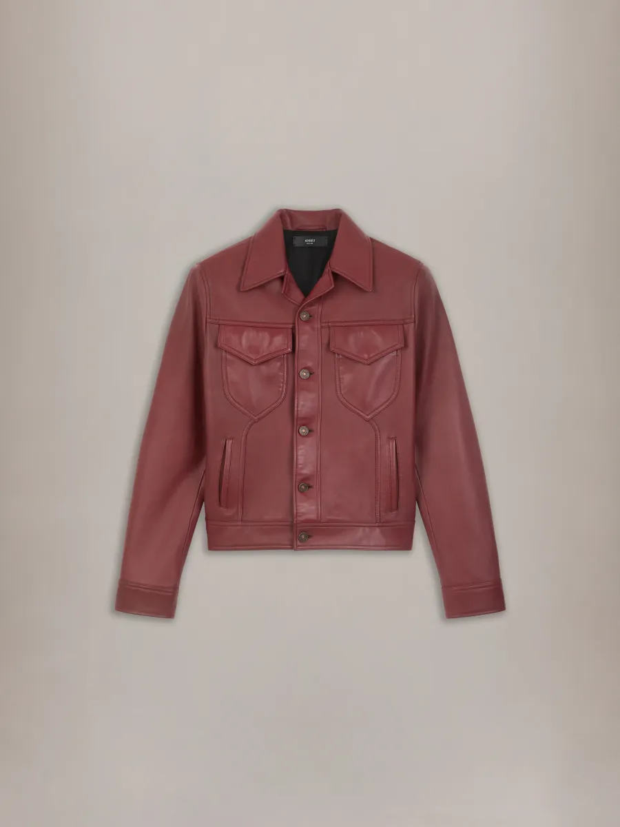 VINTAGE CUT LEATHER JACKET - Brick