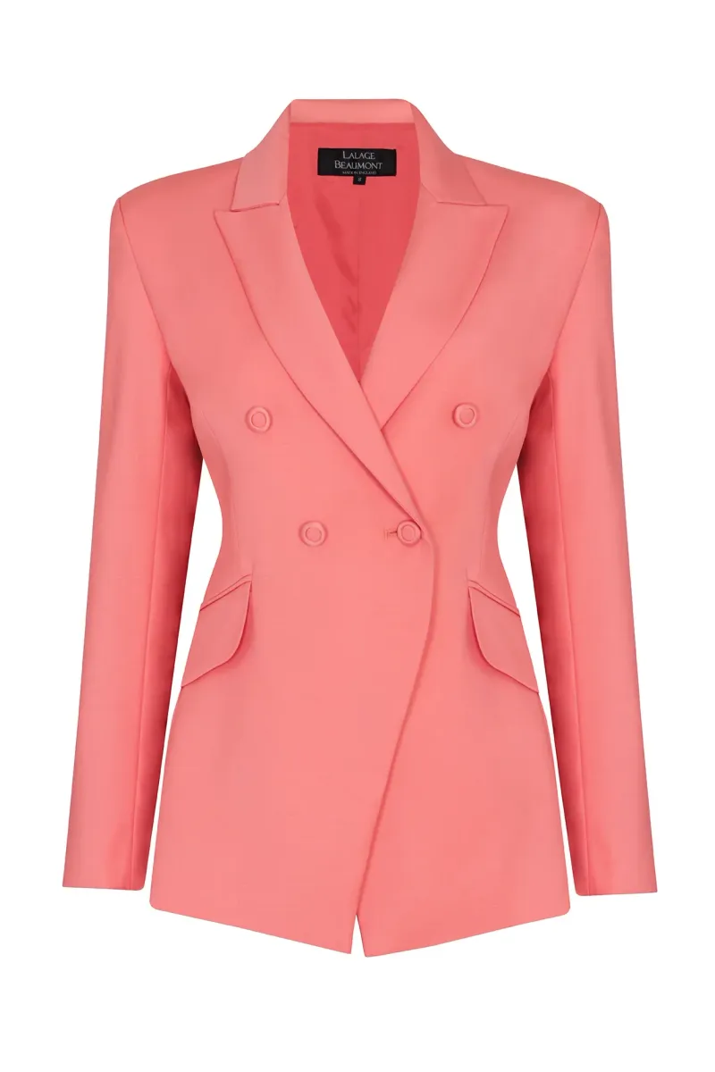 Imogen Jacket in Watermelon Wool Faille