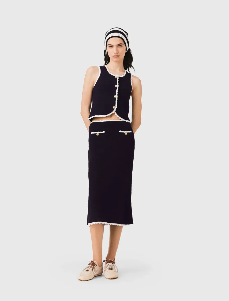 Midi skirt with crochet trim
