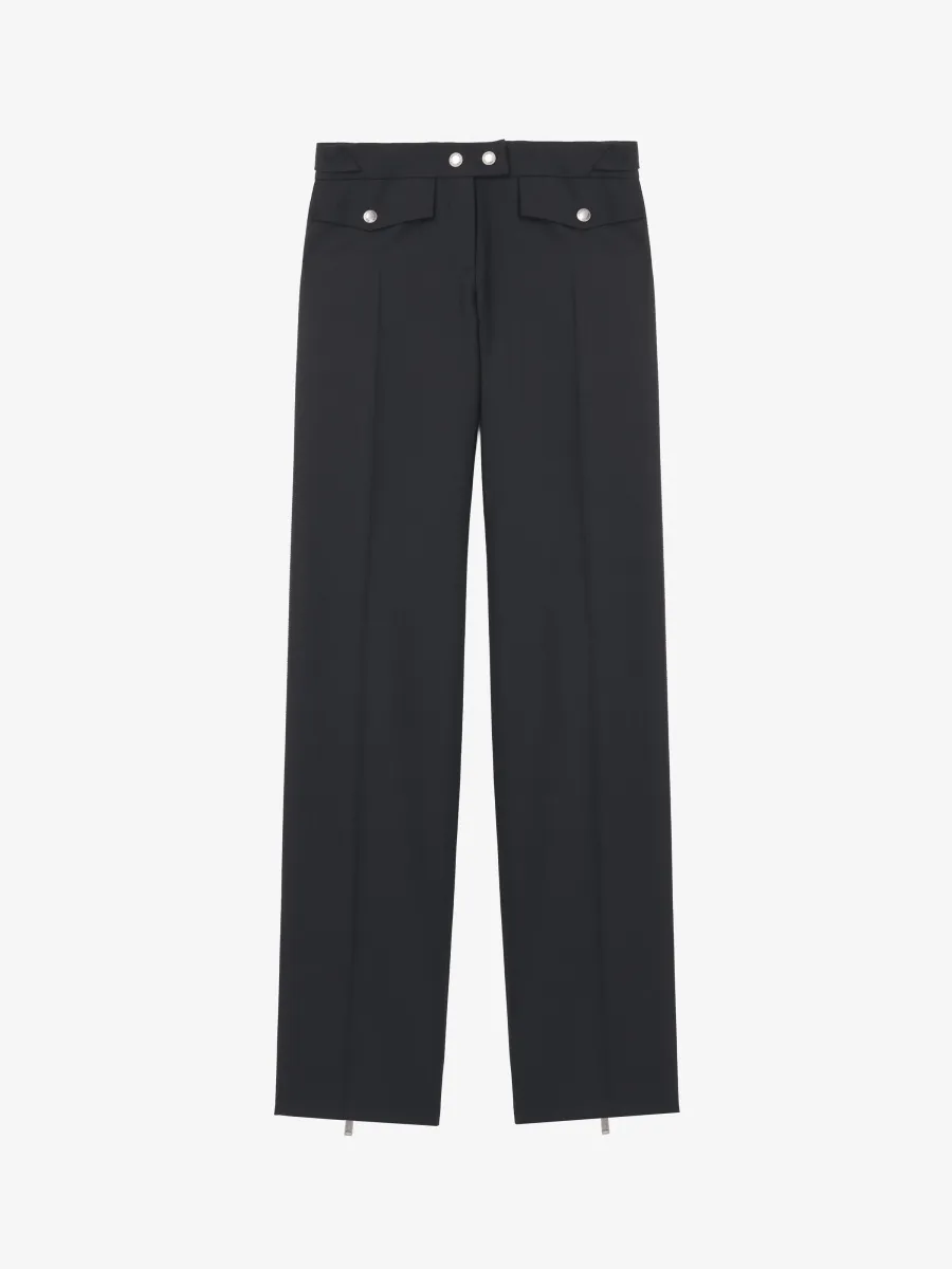 Straight Leg Trousers with Zip