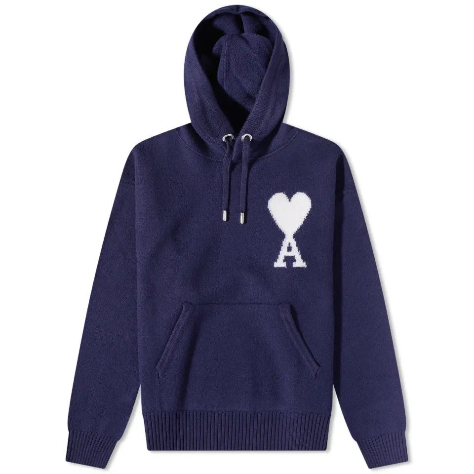 AMI Large A Heart Knitted Popover Hoodie