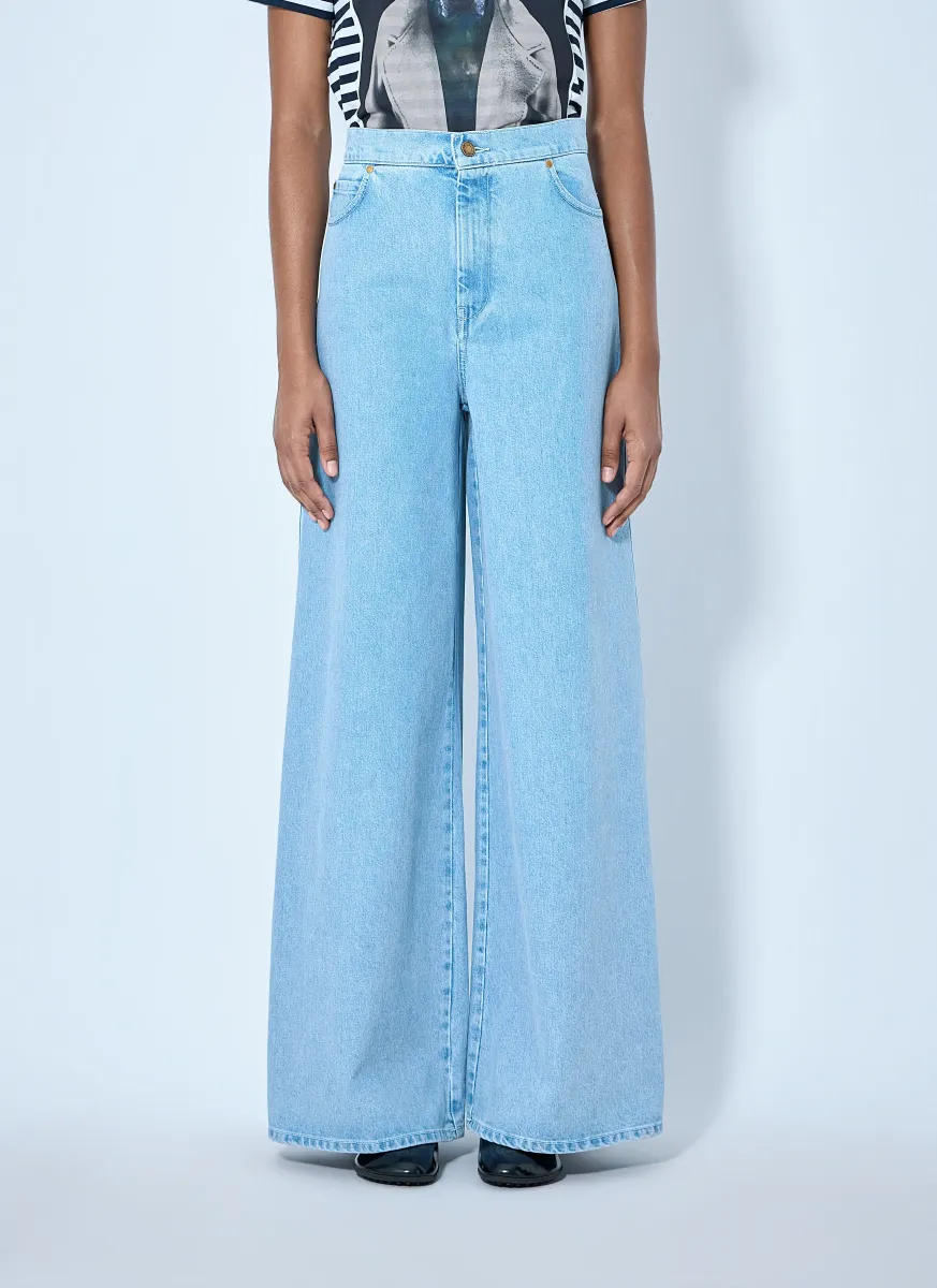 Wide-Leg Denim Trousers