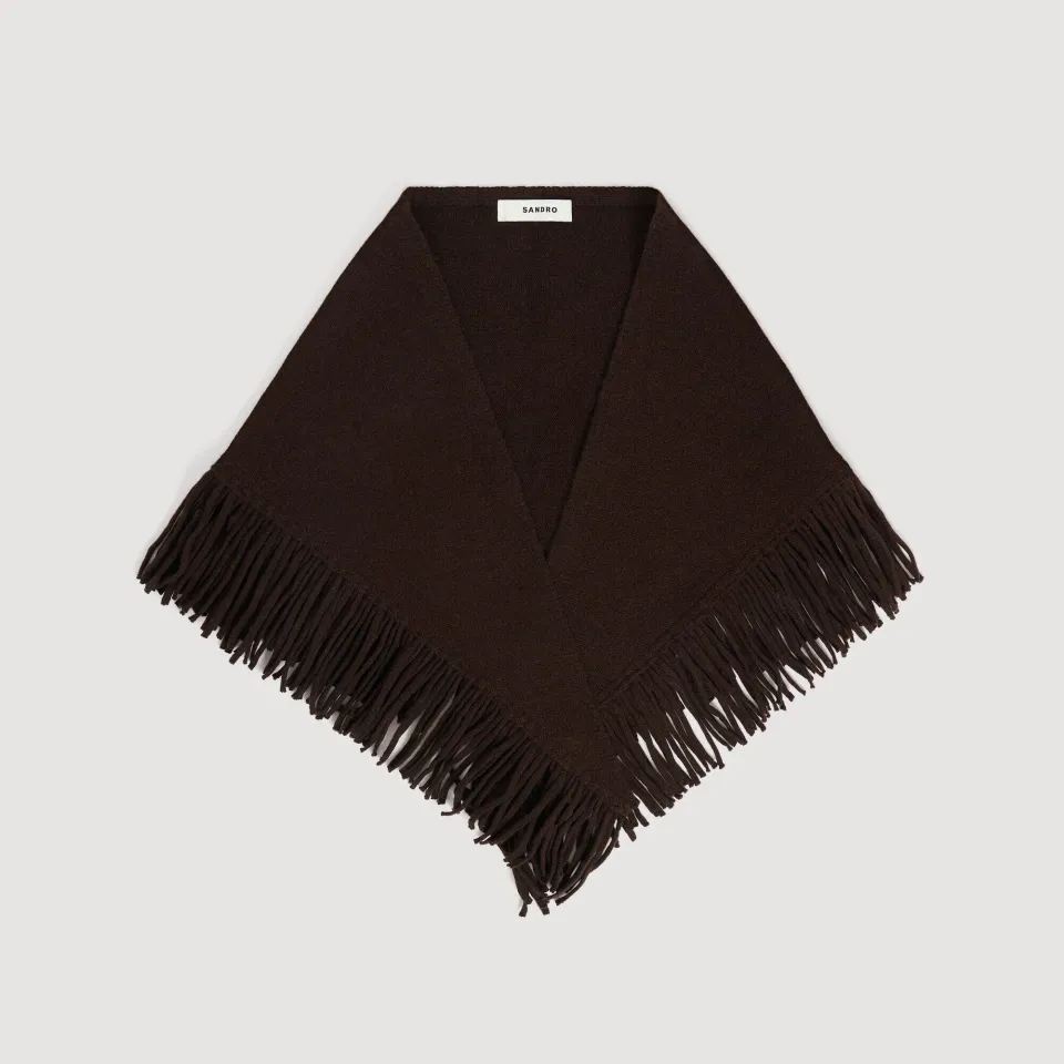 Fringed wool triangle scarf