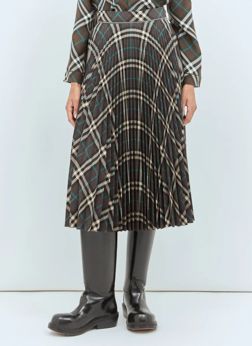 Pleated Wool-Blend Skirt