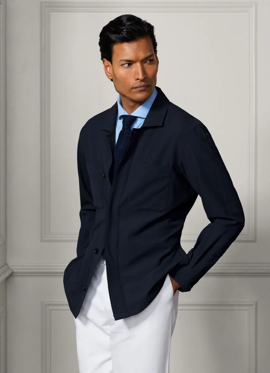 Wool-Silk Seersucker Overshirt - Woven In Italy