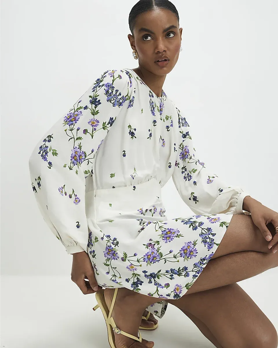 Long Sleeve Floral Mini Dress