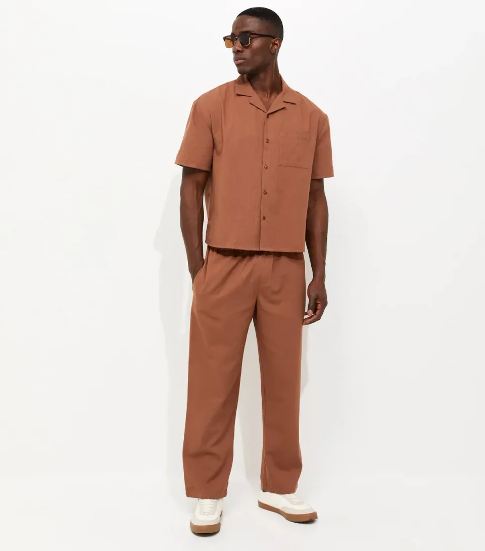 Men's Rust Wide Leg Trousers