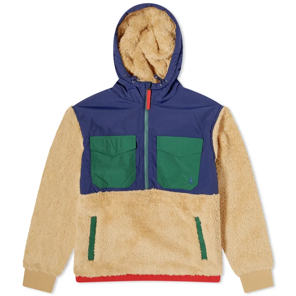 Mixed Sherpa Fleece Half Zip Jacket