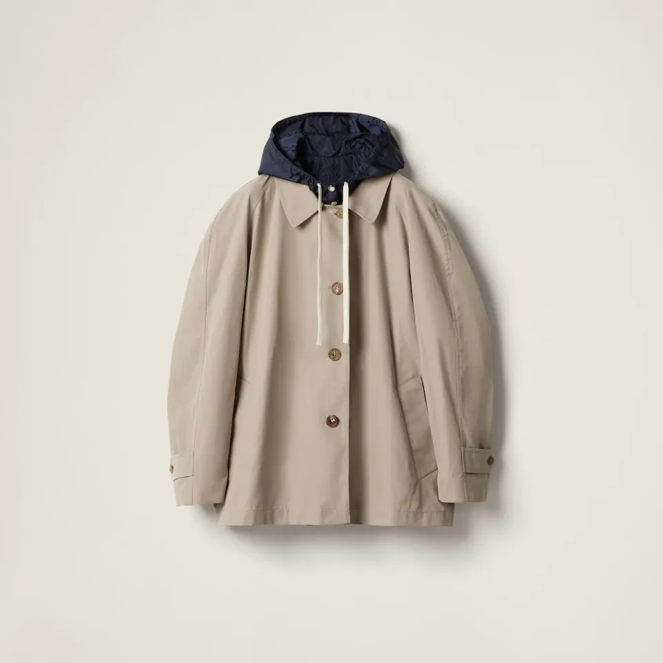 Panama cotton and technical pongé blouson jacket