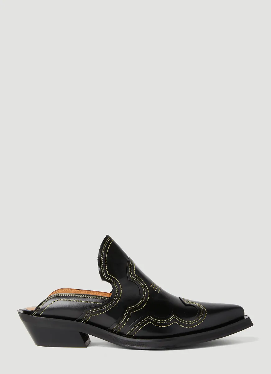 Embroidered Western Mules