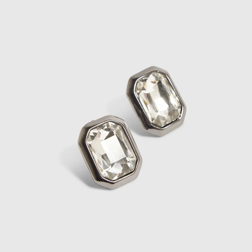 Gunmetal Crystal Studs