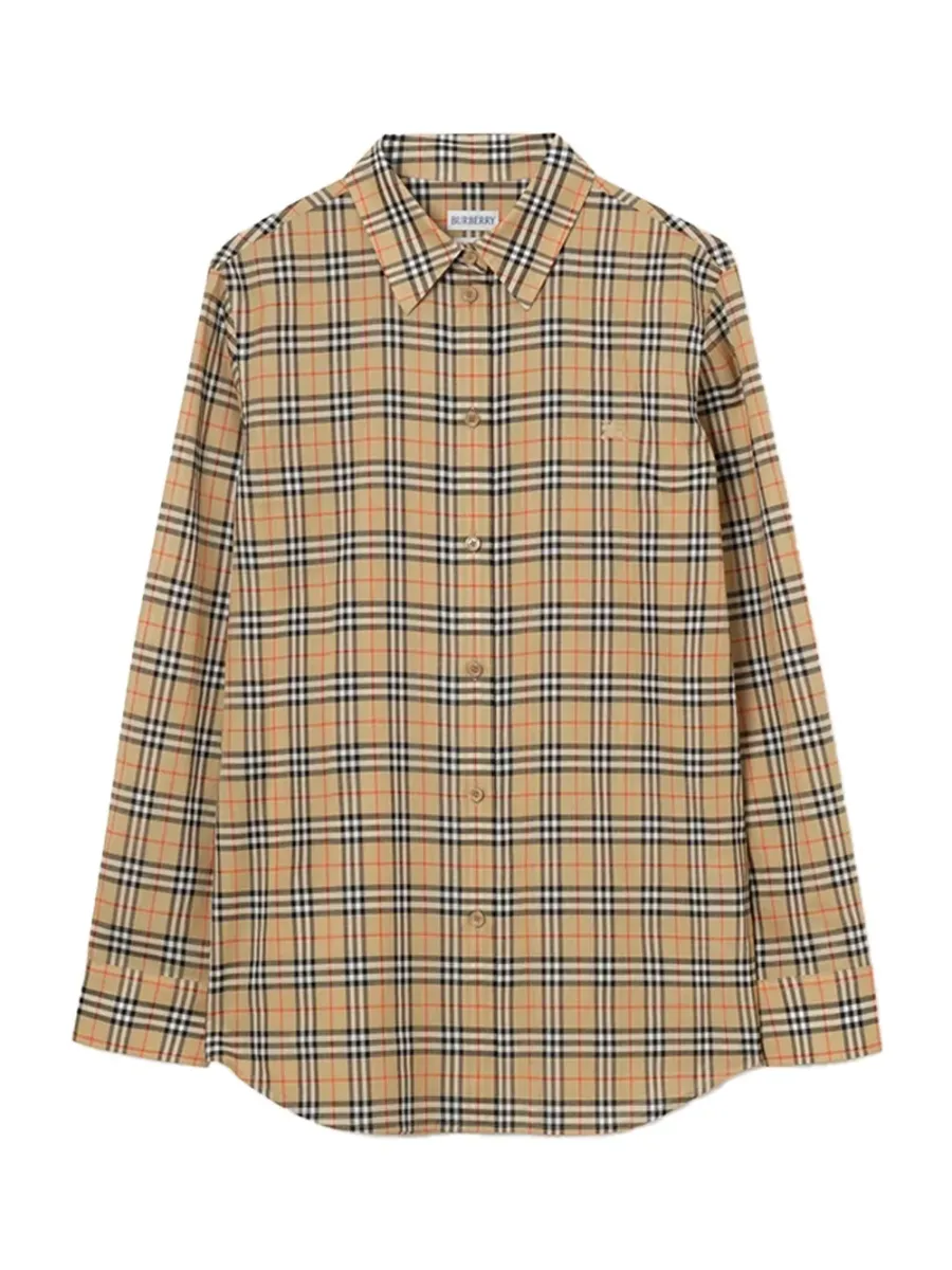 Women Classic Check Shirt Sand
