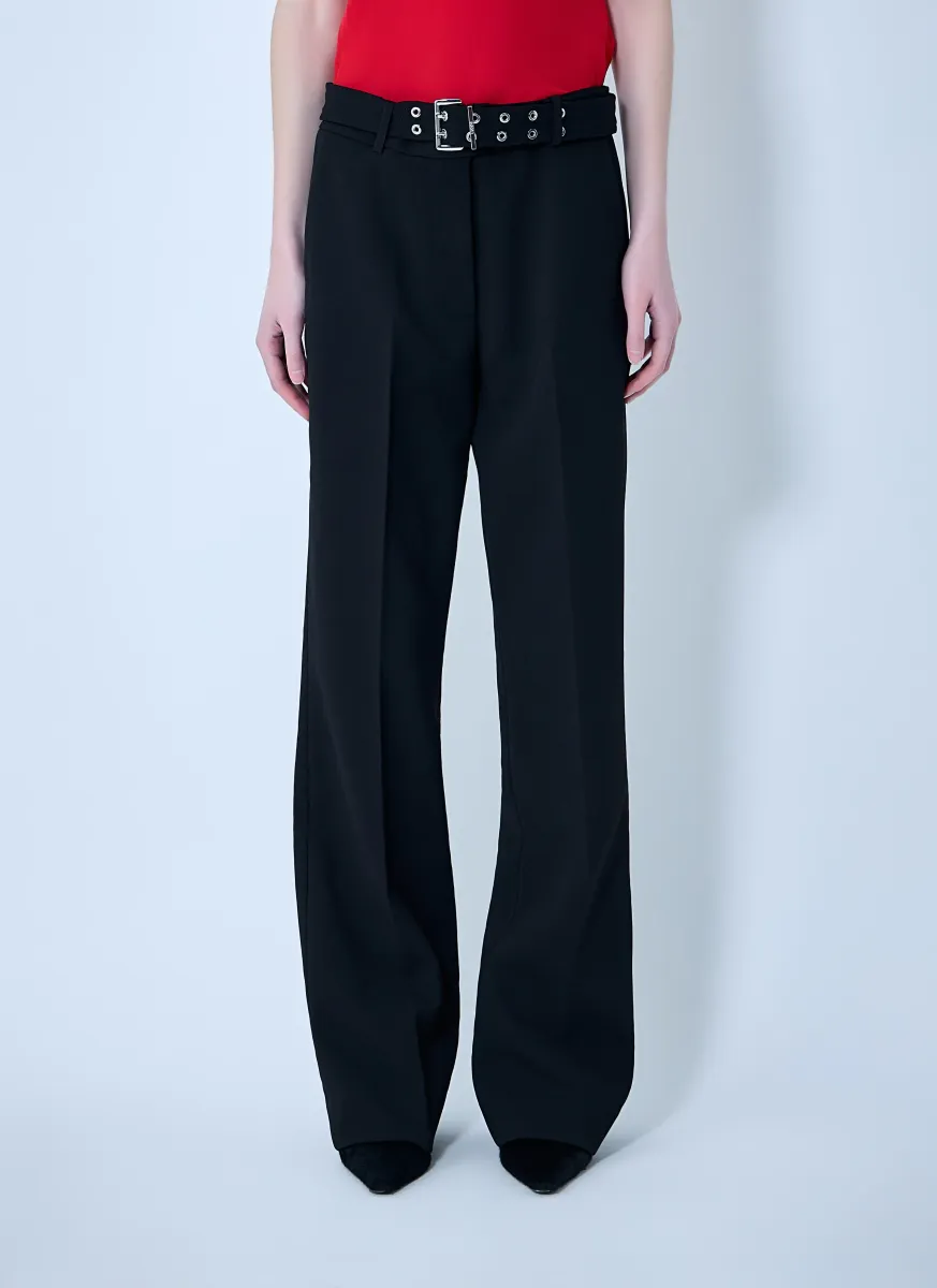 Bonded Crepe Belted Pants